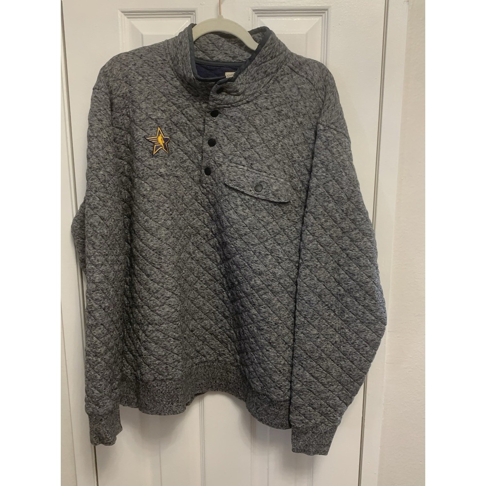 NWOT  Faherty Sweatshirt Mens Beige Quilted  Mock Neck Pullover Gray 2XL